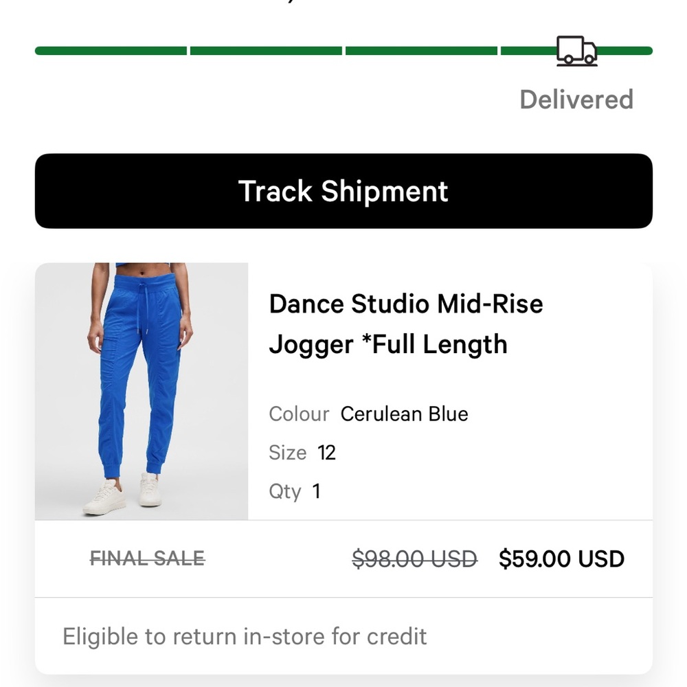 Lululemon dance studio mid rise jogger, full length